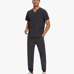 COZYFIT Men Scrubs Set - Stretch V-Neck Scrub Top & Jogger Pant with 8 Pockets